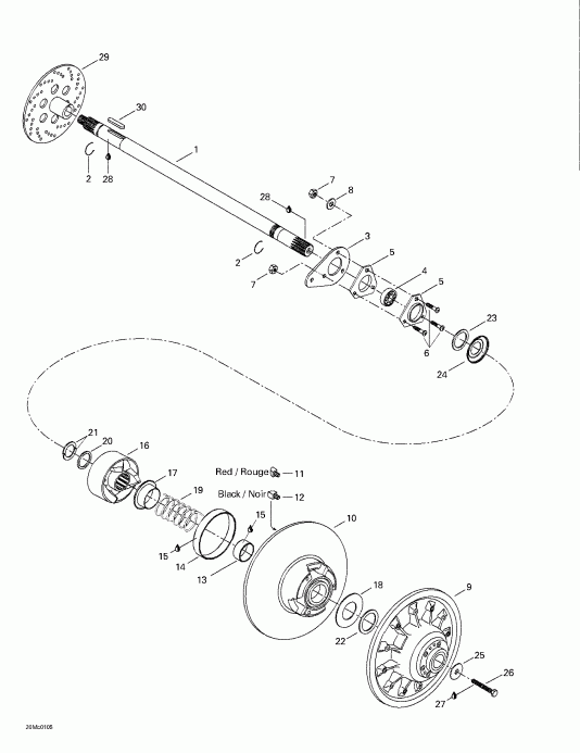 snowmobile Skidoo MX Z 440 F/500 F, 2001 - Driven Pulley