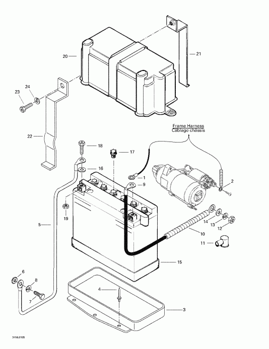 snowmobile  MX Z 440 F/500 F, 2001  - Battery