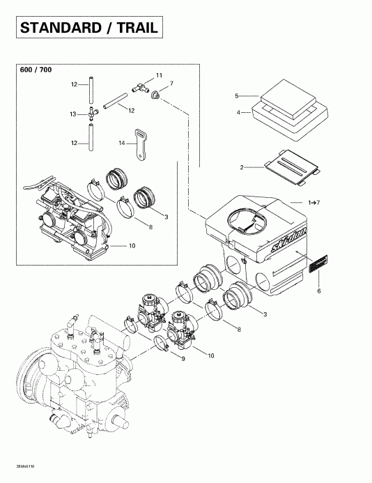 ��������  ����������� MX Z 500/600/700, 2001 - Air ������� ������ System ��������-trail