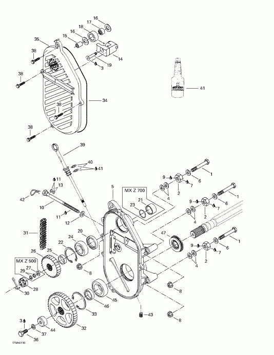 snowmobile  MX Z 500/600/700, 2001  - Chaincase
