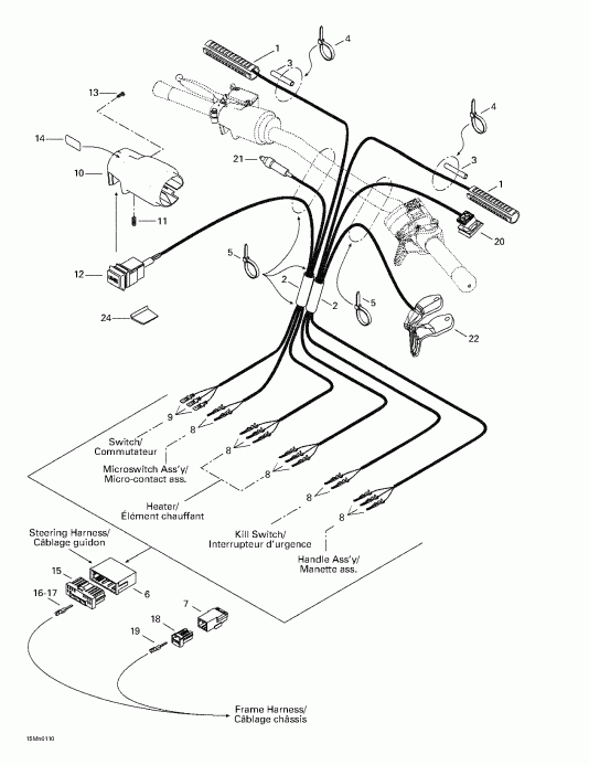 snowmobile  MX Z 500/600/700, 2001 - Steering System