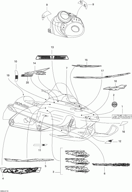 Skidoo MX Z 500/600/700, 2001  - Decals