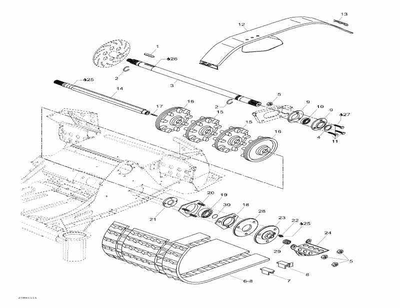 snowmobile Ski-doo Skandic 440F, 2001  - Drive Axle  Track