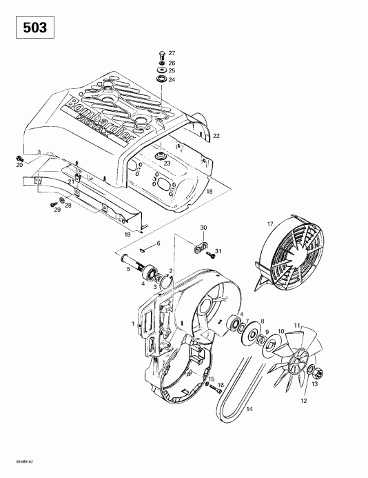 SkiDoo  Skandic 500F/600, 2001 - Cooling System Fan (503)