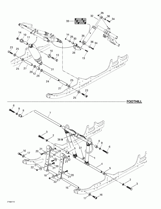 snowmobile   Summit 600/700/800, 2001 - Front , Foothill