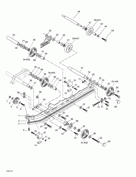 snowmobile Skidoo Touring 380 F/500F, 2001 - Rear Suspension
