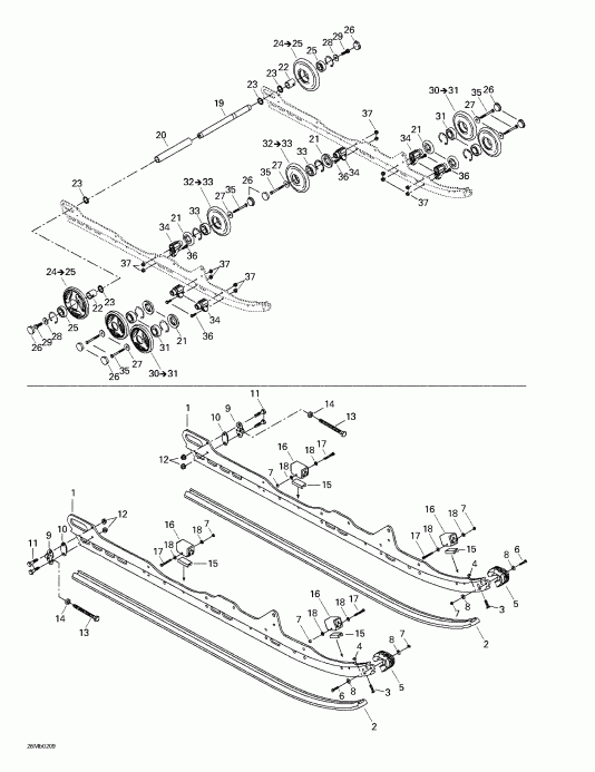 snowmobile Skidoo Grand Touring 380 F/500 F, 2002  - Rear Suspension