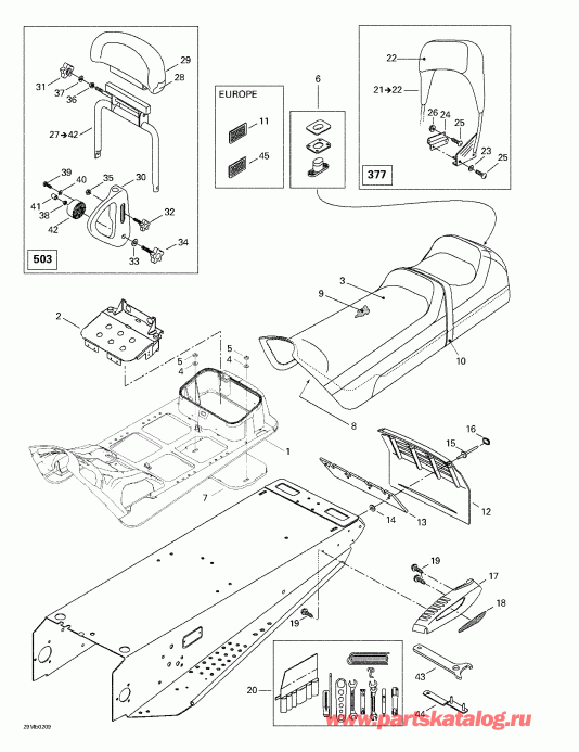  Skidoo Grand Touring 380 F/500 F, 2002 - Seat And Accessories