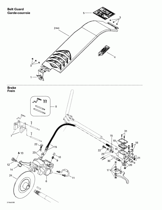  ski-doo Grand Touring 500/600/700/800, 2002  - Hydraulic   Belt Guard