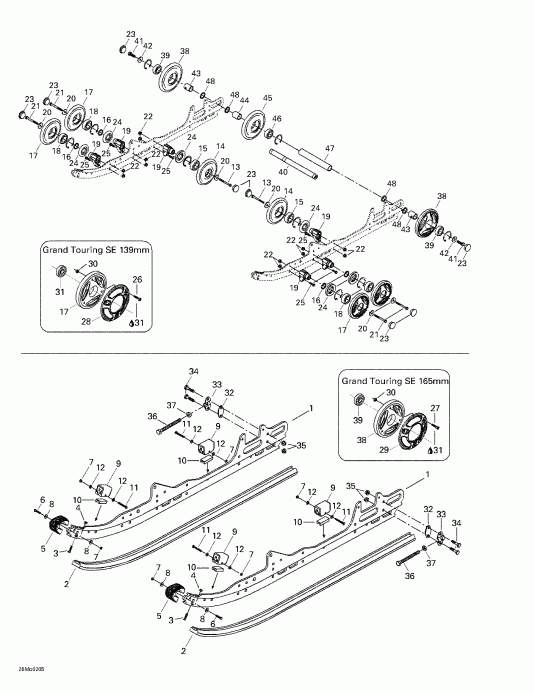 snowmobile Skidoo Grand Touring 500/600/700/800, 2002  - Rear Suspension