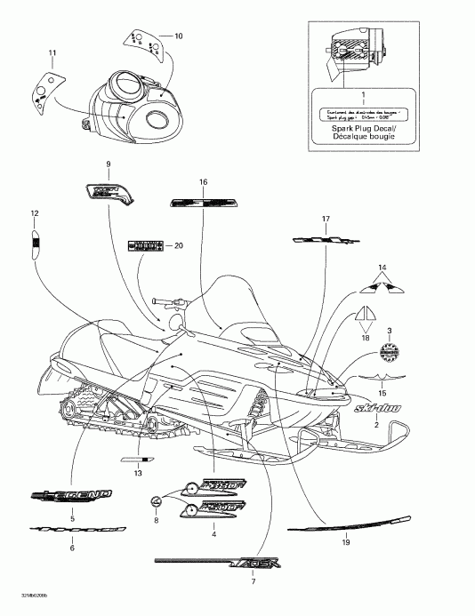 snowmobile Skidoo Legend 380F/500F, 2002 - Decals 2