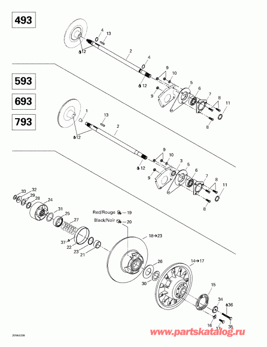 snowmobile Skidoo  Legend 500/600/700/800, 2002 - Driven Pulley