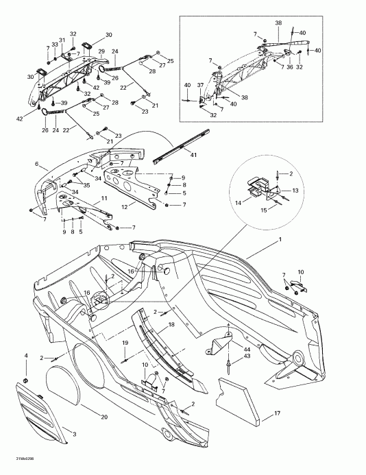snowmobile Skidoo Legend 500/600/700/800, 2002 - Bottom Pan