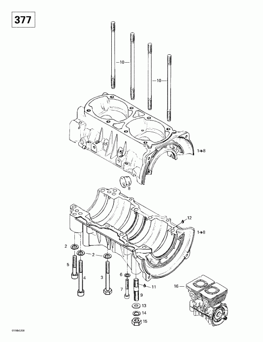  SkiDoo  MX Z 380 F/500 F, 2002 - Crankcase (377)