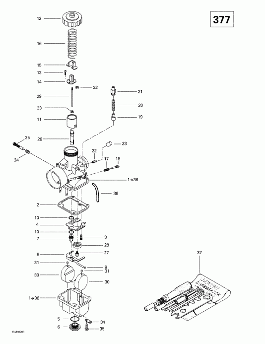 ��������  ����������� MX Z 380 F/500 F, 2002 - Carburetors (377)