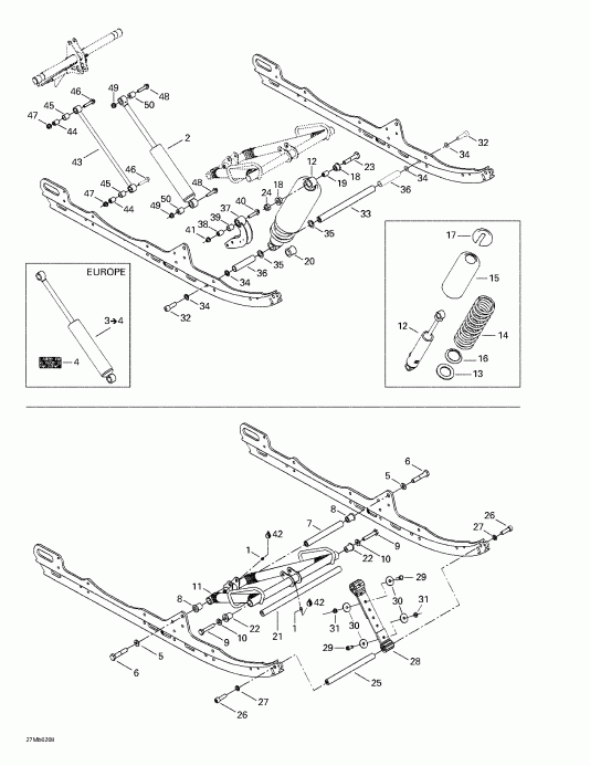 snowmobile Ski-doo MX Z 380 F/500 F, 2002  - Front Arm