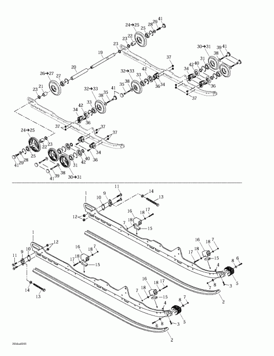 snowmobile SkiDoo Summit 600/700/800, 2002 - Rear Suspension