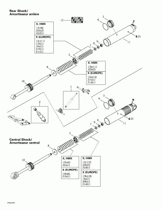 snowmobile  Summit 600/700/800, 2002  - Rear Take Apart Shocks