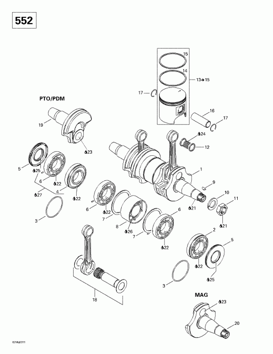 �������� SKIDOO - Crankshaft And Pistons (552)