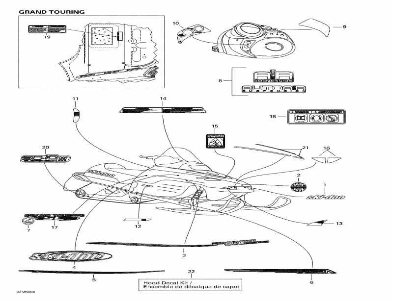 snowmobile  Grand Touring SE 800 SDI, 2003 - Decals (grand Touring)
