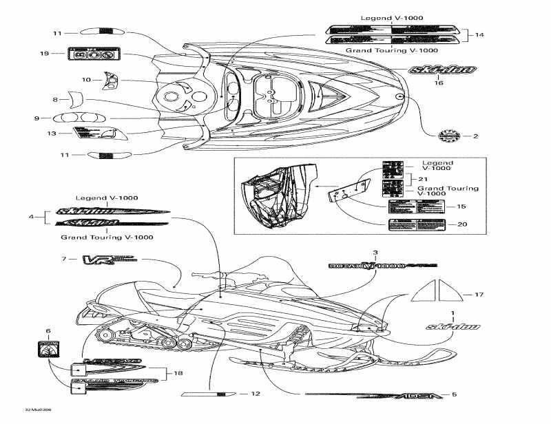 snowmobile   Grand Touring V-1000, 2003 - Decals