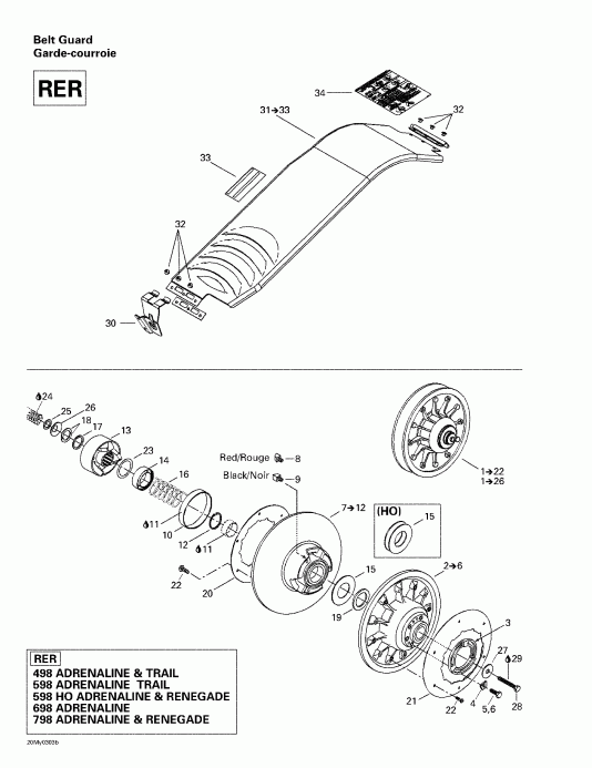 snowmobile   MX Z 500/600/600 HO/700/800, 2003 - Driven Pulley (rer)