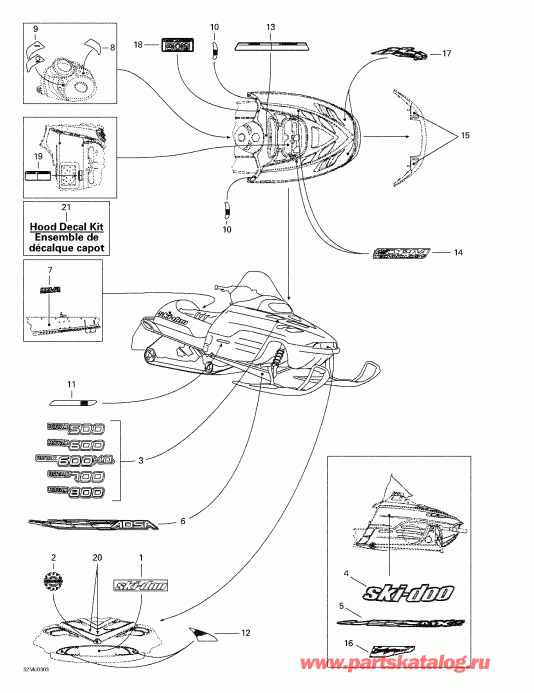 snowmobile  MX Z 500/600/600 HO/700/800, 2003 - Decals
