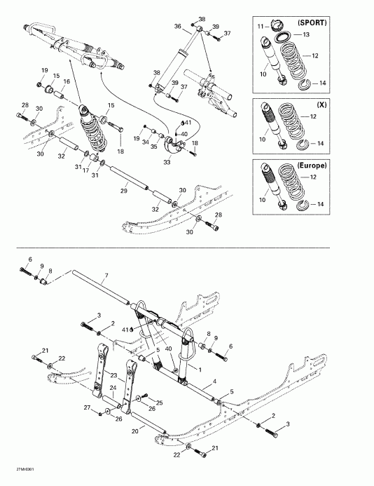 snowmobile  MX Z Rev 600 HO/800/007 Special Edition, 2003 - Front Arm