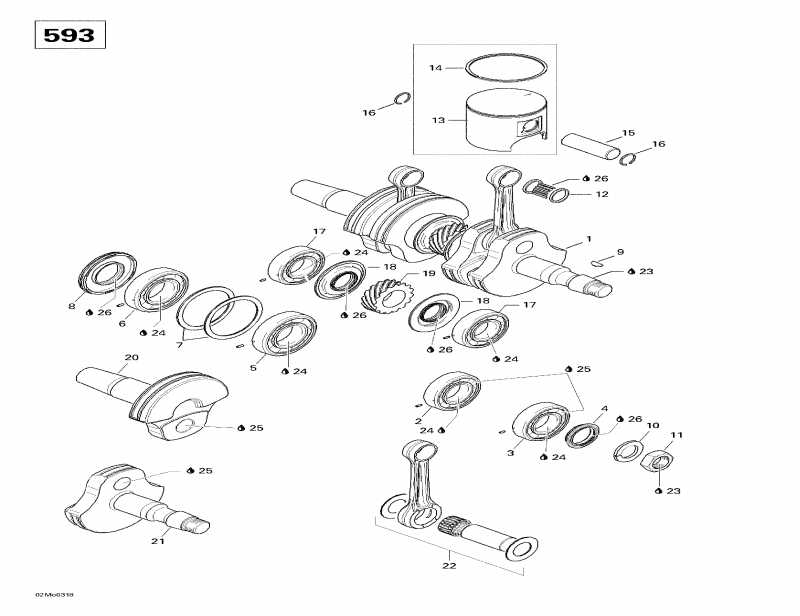 ��������  Skandic 600, 2003 - Crankshaft And Pistons (593)