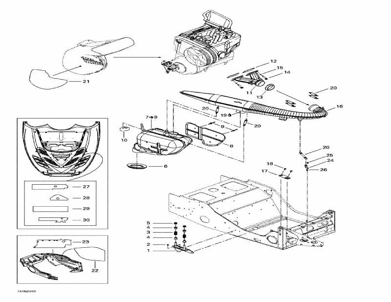 snowmobile BRP SkiDoo Summit 550 F, 2003  - Muffler