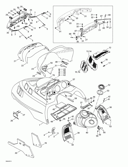 snowmobile Skidoo  Summit 600 HO/700/800 HO, 2003 - Cab, Console