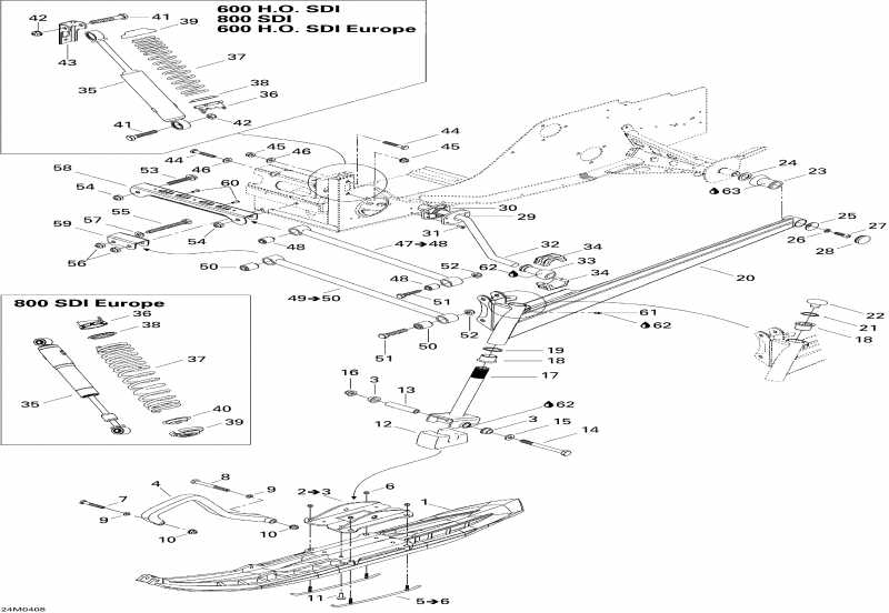 �������� Skidoo Legend 800 SDI, 2004 ������ - Front Suspension And Ski