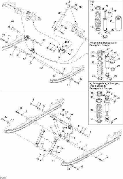  Skidoo MX Z 500SS Trail/Adrenaline, 2004  - Front 