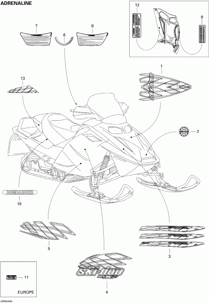 Ski-doo  MX Z 500SS Trail/Adrenaline, 2004 - Decals (adrenaline)