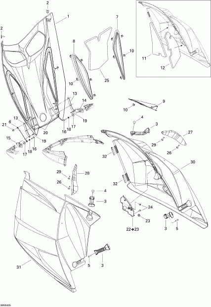  SKIDOO MX Z 600 HO Renegade/Renegade X, 2004  - Hood