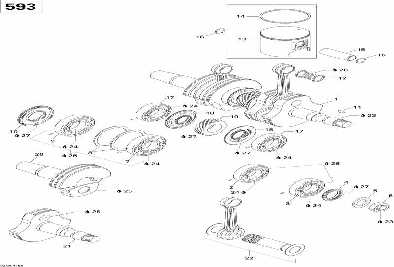 ski-doo ����������� Skandic WTLC 600, 2004 - Crankshaft And Pistons (593)