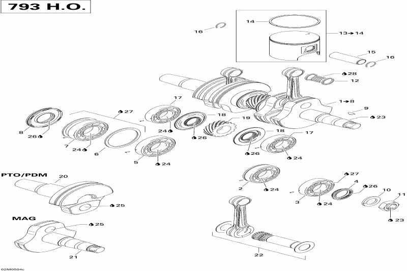 snowmobile SkiDoo - Crankshaft And Pistons 793ho