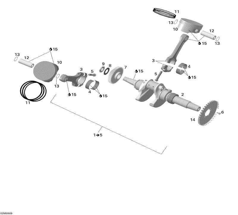  Skidoo  Legend V-1000, 2005 - Crankshaft And Pistons