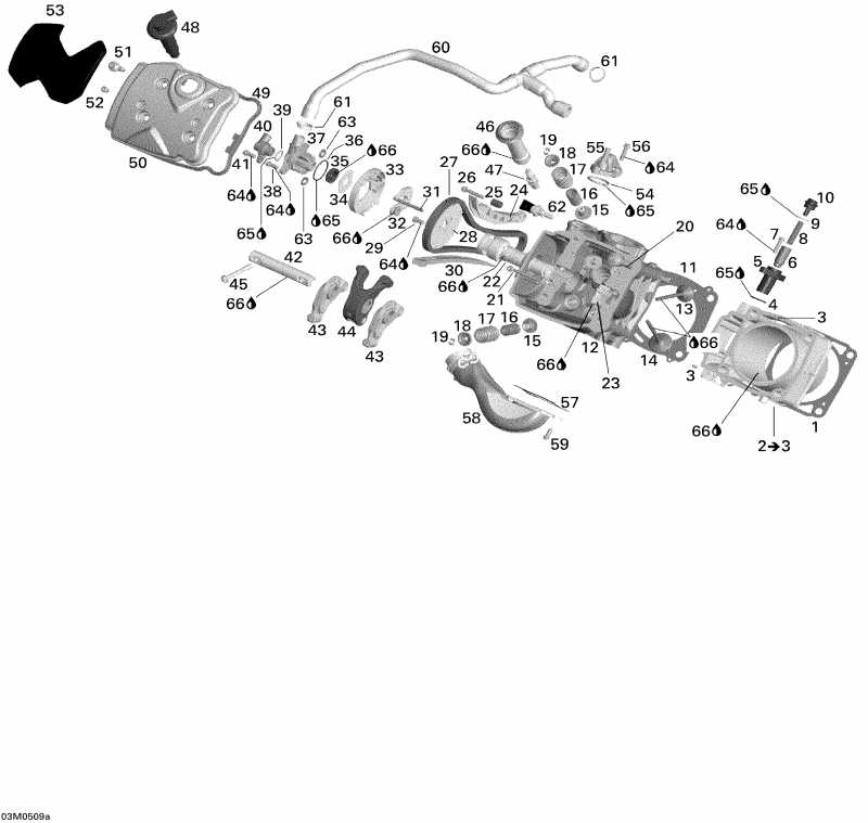 �������� BRP SkiDoo ������ Legend V-1000, 2005 - Cylinder And Cylinder Head Front Side