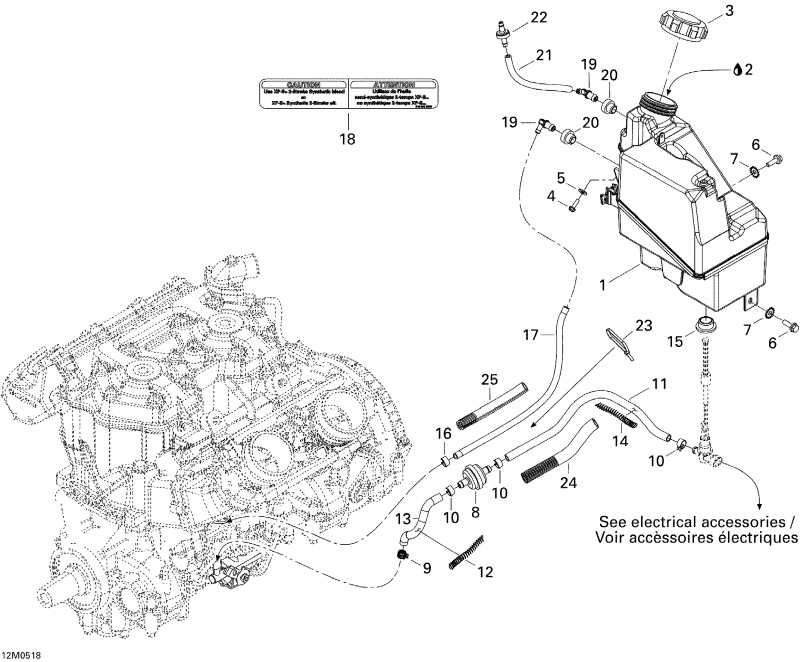 snowmobile SkiDoo Mach Z 1000 SDI, 2005  - Oil System