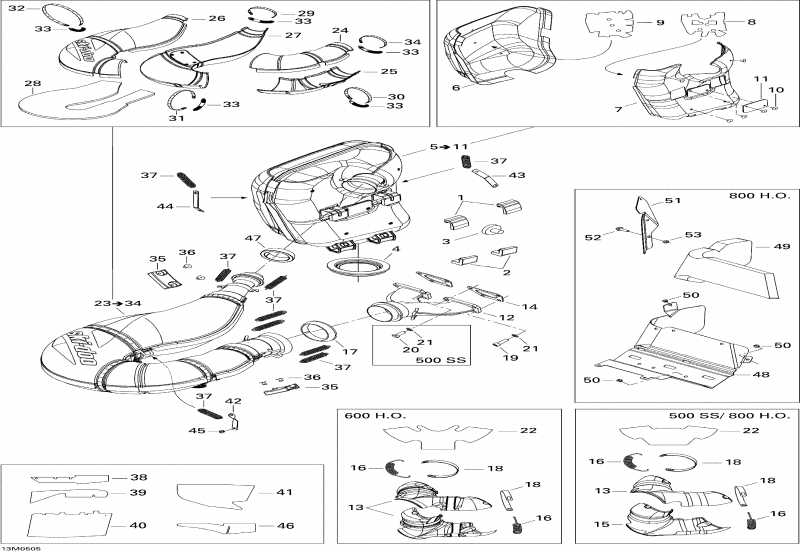 snowmobile BRP MX Z 500SS Trail & Adrenaline, 2005  - Exhaust System