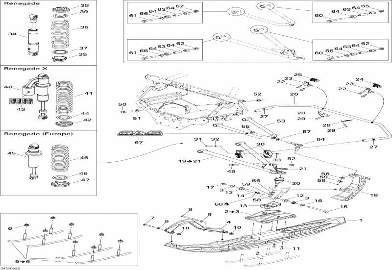   MX Z 600 HO SDI Renegade & Renegade X, 2005 - Front Suspension And Ski