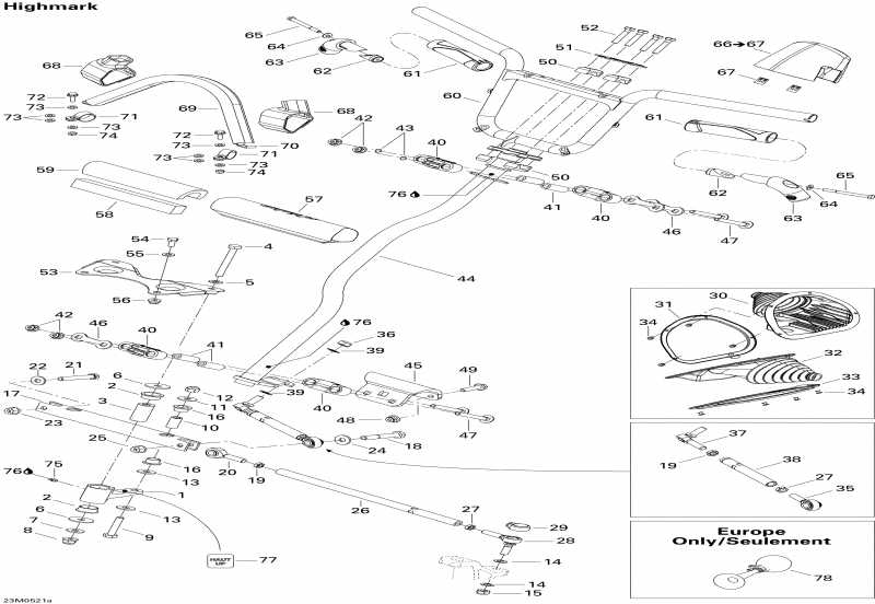 snowmobile Ski-doo Summit 1000 SDI, Highmark & Highmark X, 2005 - Steering System
