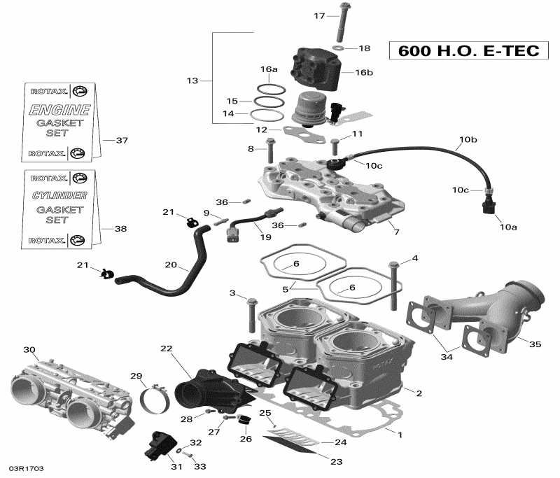 snowmobile Skidoo  MXZ 600HO E-TEC, 2018 - Cylinder And Injection System 600ho E-tec