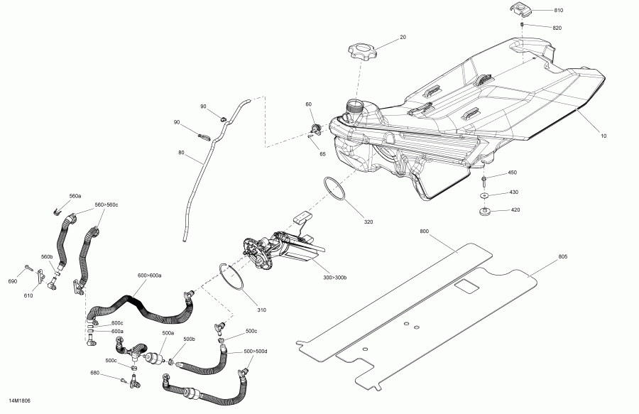 snowmobile Skidoo SUMMIT 850 E-TEC, 2018 - Fuel System Engine 850 E-tec