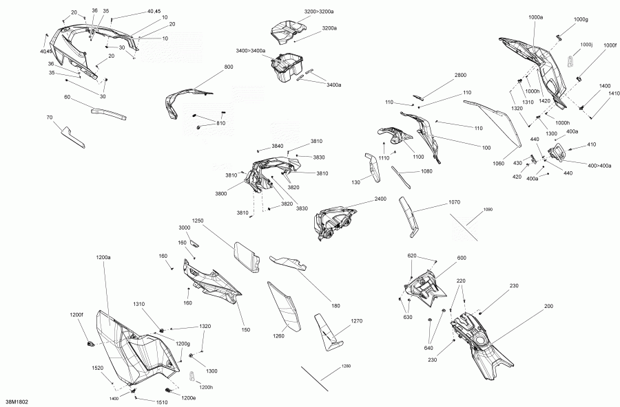  Skidoo SUMMIT 850 E-TEC, 2018 - Hood Summit 850 E-tec