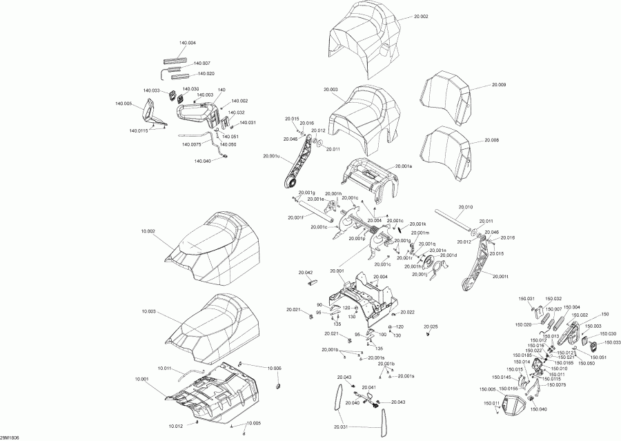 snowmobile Skidoo GRAND TOURING 1200 4-TEC, 2018 - Seat Grand Touring Le