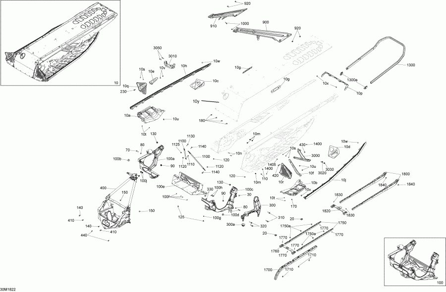 �������� ski-doo RENEGADE 850 E-TEC, 2018 ������ - Frame Renegade Engine 850 E-tec Package X