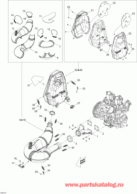 snowmobile BRP EXPEDITION LE 600HOE, REV XU, 2013 ������ - Exhaust System