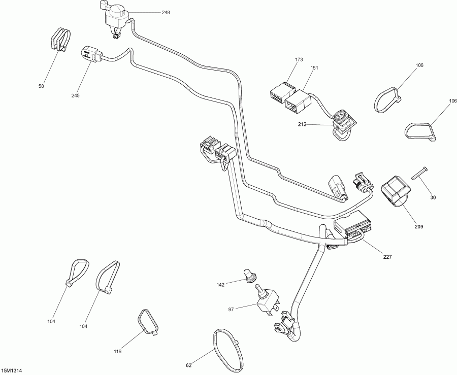 ski-doo FREERIDE 154R, 800RE XP, 2013 - Steering Wiring Harness